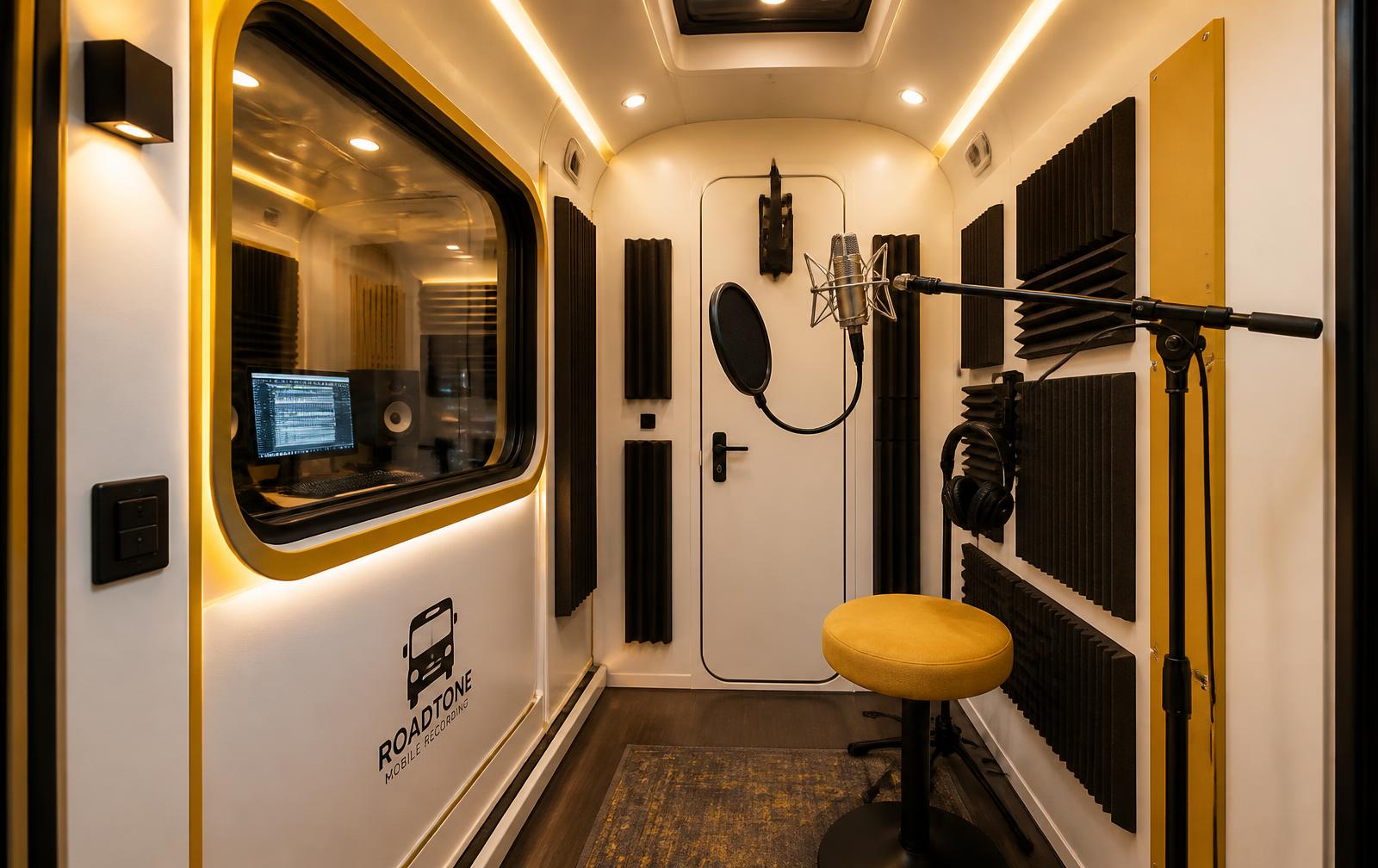Rendering of the enclosed vocal booth inside the bus